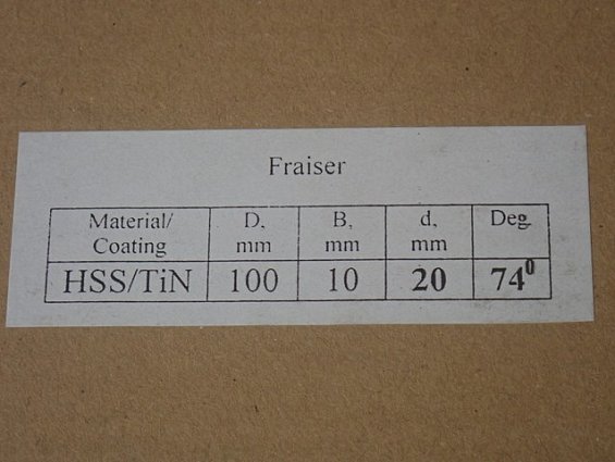 Фреза Fraiser ILEX HSS-TiN 100-20-10 74гр для заточки кёнингсфельдских свеклорезных ножей