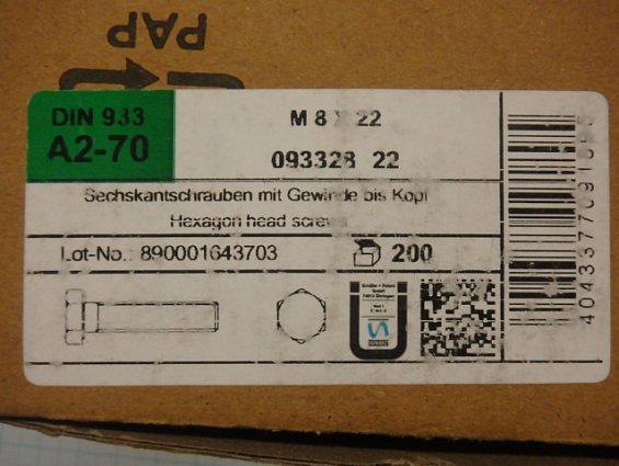 Болт М8х22 A2-70 DIN933 ГОСТ7798 ГОСТ7805-70 ISO4017 из нержавеющей стали c шестигранной головкой