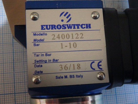 Датчик давления pressure switch euroswitch model-2400122 G1/8" 01-10bar Vn=250Vac In=3(2)A 3C
