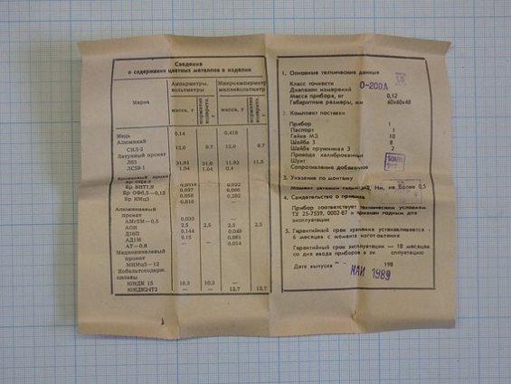 Амперметр М1001М шкала 0-200А 75mVКП Класс точности 1.5 1989г.в СДЕЛАНО В СССР ТУ25-7539.0002-87