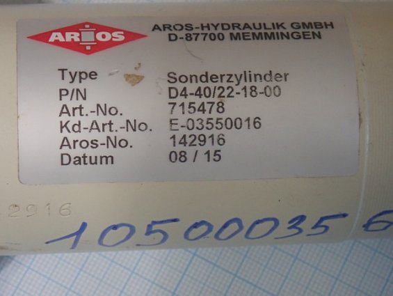 Гидроцилиндр AROS-HYDRAULIK Sonderzylinder D4-40/22-18-00 фильтр-пресса Putsch-10500035602