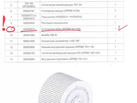 Стопорная гайка EVOLUTION 50003819 APR26 501102 оси ролика пресс-гранулятора MAGUIN