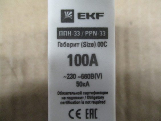 Плавкая вставка EKF ППН-33 PPN-33 100A габарит-00С ~230~660В 50kA