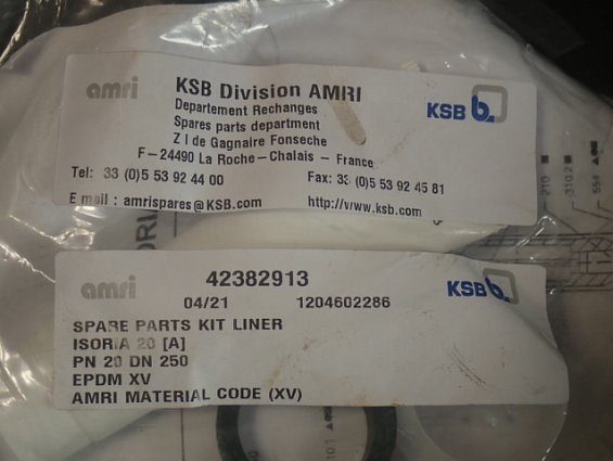 Ремкомплект затвора KSB Amri DN250 ISORIA-20 EPDM XV 250XV20 42382913