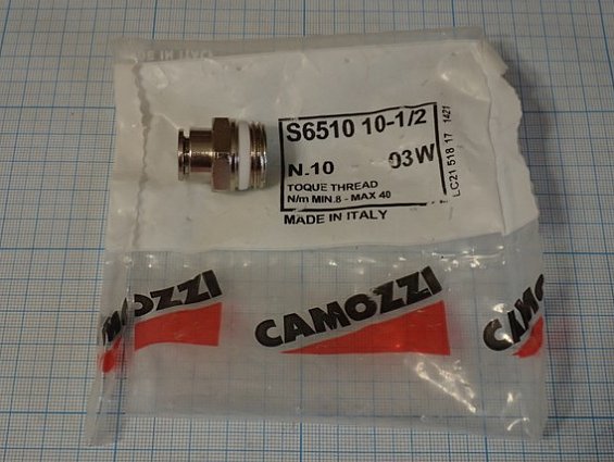 Фитинг CAMOZZI S6510-10-1/2 цанга прямой под трубку Ф10мм