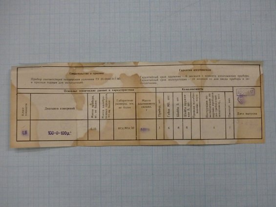 Микроамперметр М42304 шкала 100-0-100мкA Кл.т1.5 1989г.в СДЕЛАНО В СССР