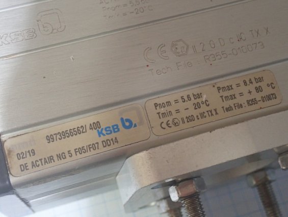 Пневмопривод amri-ksb ACTAIR NG5 F05/F07 DD14 Pmax=8.4bar Tmin=-20C Tmax=+80C Ex ПОЧТИ НОВЫЙ