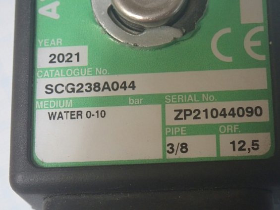 Электромагнитный клапан ASCO SCG238A044 WATER 0-10bar 3/8 24DC 15.3W 400325-242