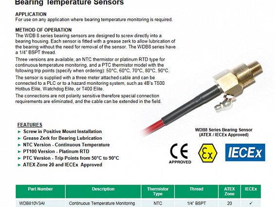 Датчик температуры подшипника bearing sensor wdb814v3aI для ввинчивания