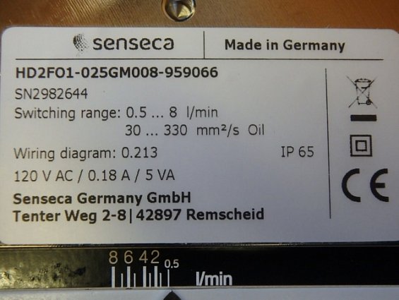 Реле потока HD2FO1-025GM008-959066 GHM-HONSBERG SENSECA 0.5...8 l/min 120VAC 0.18A 5VA Made in Germa